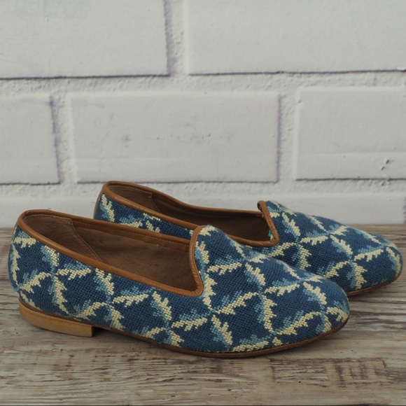 Zalo Shoes - Zalo sz 6 blue needlepoint loafers